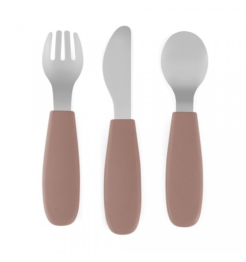 Petite& Mars Take&Match - sztućce dla dzieci z nierdzewnej stali z silikonową rączką 12m+ | Velvet Latte